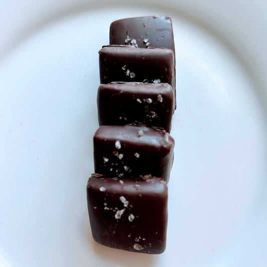 Dark Chocolate Covered Caramels with Sea Salt