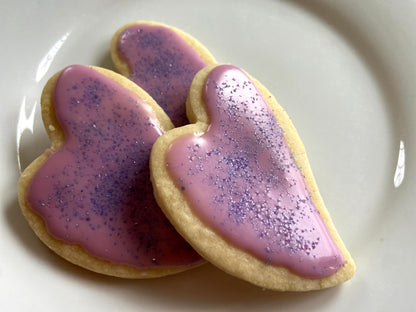Lavender Shortbread Hearts with Lemon Icing