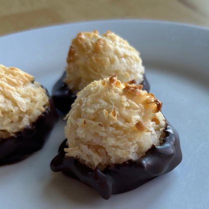 Chocolate Dipped Coconut and Cashew Macaroons