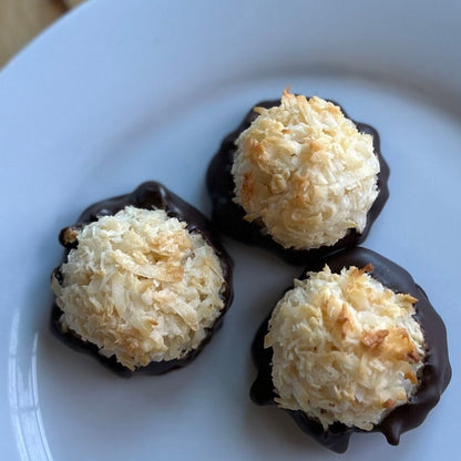 Chocolate Dipped Coconut and Cashew Macaroons